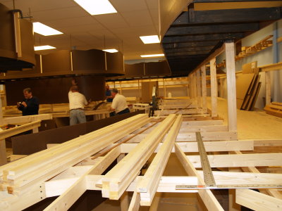 Bottom deck of the railroad looking towards far wall of the basement.