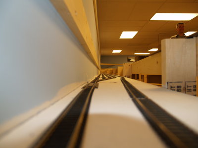 Track-view of throat to 100' long storage track.