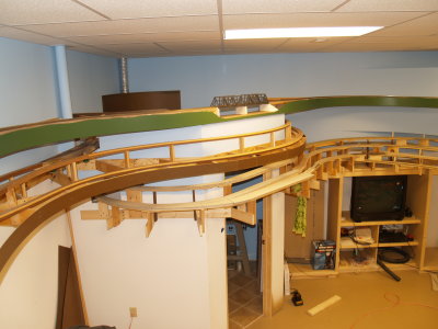 View of the bathroom. The grade from the Lower to Middle deck loops aorund the bathroom have been roughed in.