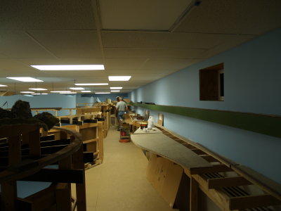 Viw along main aisle on upper deck.