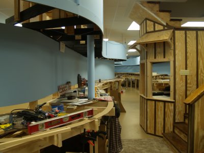 View of the lower deck at TV Town to the steps and dispatchers booth.