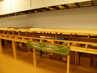 View showing Glenville Yard (above), and a portion or the tracks within the hidden staging yard.
