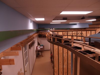 Looking towards the bathroom approach from the top of the steps to the platform for accessing the middle and upper decks.
