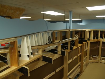 A view of the mocked in bridge using Micro-Engineering bridge pieces and gatorboard.