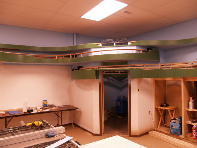 Head-on view of the bathroom trackage.