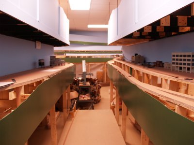 View from the end of the lower level third interior peninsula. Anthracite Narrows on eitehr side of the aisle.