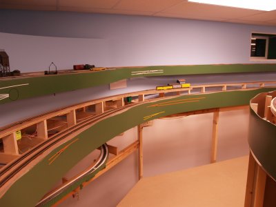 Opposite view from above showing the transition back to a single track.