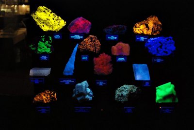 Gems and Minerals under fluorescent light