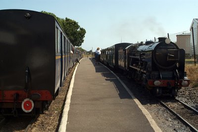 Trains Passing at Romney Sands Station 01