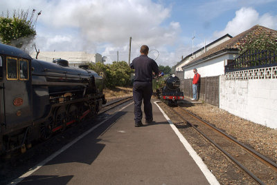 Trains Passing at Romney Sands Station 04