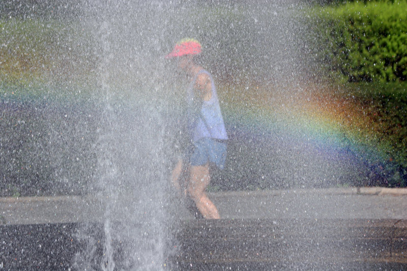 Jogging by the Fountain Rainbow