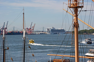NYC Seaport - Verrazano Bridge, Cruise Ship in Brooklyn Port, Water Taxi, Circle Line, etc.