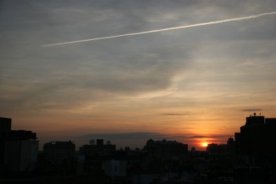 Sunset with Contrail - West Greenwich Village