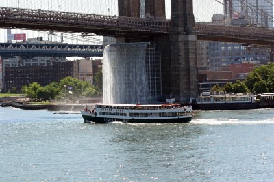Brooklyn Bridge with Waterfall from Pier 17