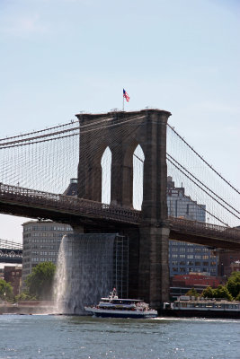 Brooklyn Bridge with Waterfall from Pier 17