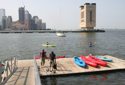 Kayak Dock & Jersey City Skyline from Pier 40