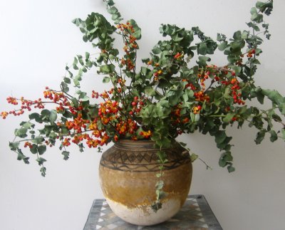 Eucalyptus & Bitter Berry Bouquet in an Old Persian Pot