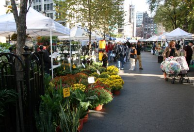 North View of Farmers'  Market Stands at Union Square West