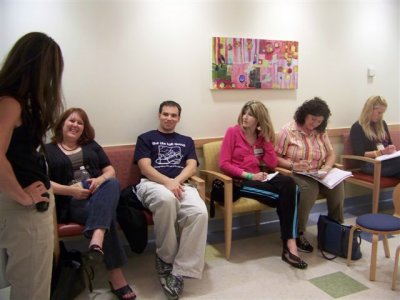 Psycologist Laurie Weiner,PhD chats in waiting room
