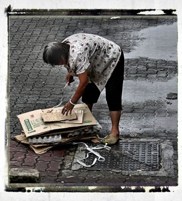paper collector  after a rain shower