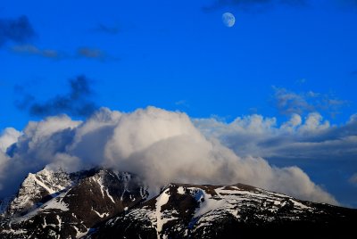 Cloud and moon on Canoe Mountain, Valemont