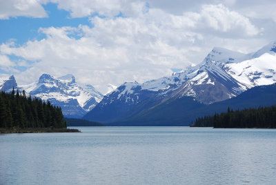 Maligne Lake,  head of lake and south west shore