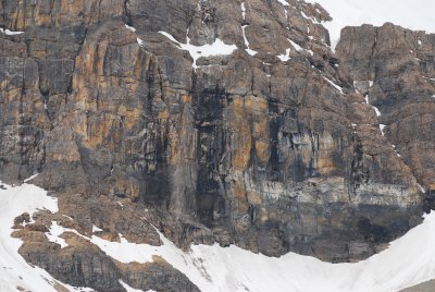 Close up cliffs of Crowfoot Mountain