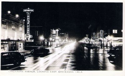 OK Chickasha Chickasha Ave Looking East at night 1943 postmark a.jpg