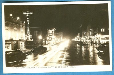 Ok Chickasha Main St at night ca 1930s.jpg