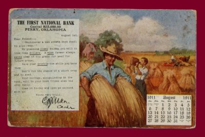 OK Perry First National Bank ad postcard 1911.bmp