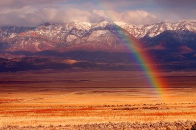 Rainbow with mountains
