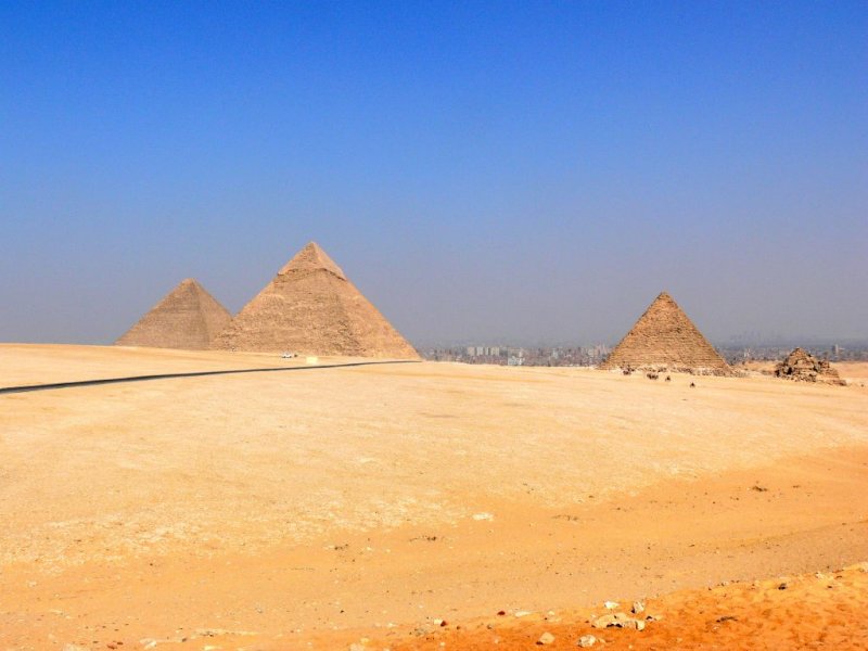 From the left; the Cheops pyramid, his son Chephren, and his son Mykerinos