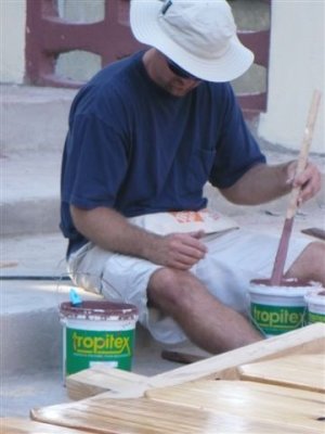 Eric stirring paint