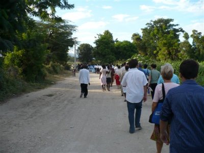 the 1 mile march (2 miles round trip, but this is my guess)