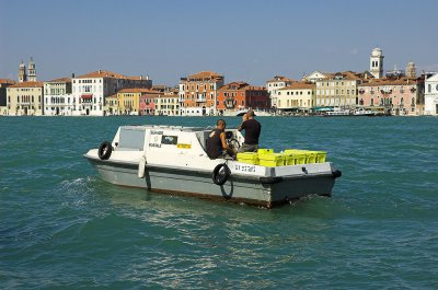 The post boat - with our postcards safely on board