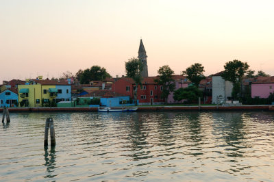 Burano from the lagoon.. and yes the Campanile does lean