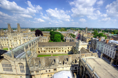 View from St Mary the Virgin Church toward All Souls, and The Queen's College, Oxford