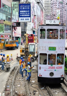 Tramway repairs Hong Kong style