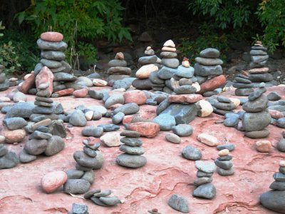 Rock stacks near the vortex