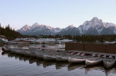 Colter Bay Marina at Sunset with Canoes.jpg