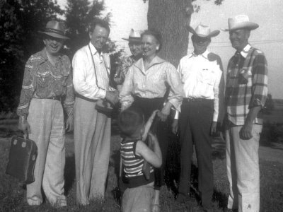 1952: Paul's Valley, OK. Dad second from left. Bob in front. The last time they were all together.