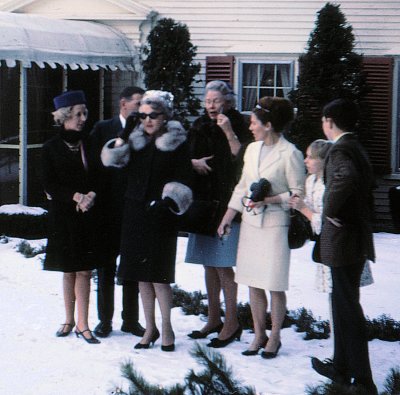 1966: Foxboro, MA. Gathering for the paparazzi at Clem's and Lois' wedding reception.