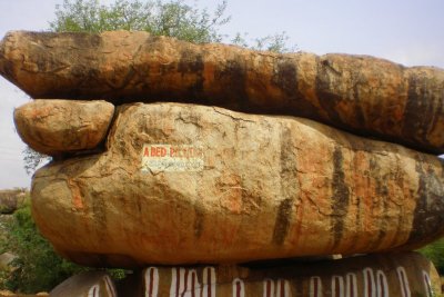 Hanuman's bed, pillow and bedsheet - natural rock formation, Mantralyam