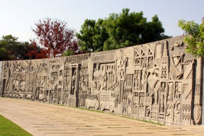 Wall relief sculpture at the Rajiv Gandhi memorial, Sri Perumbedur