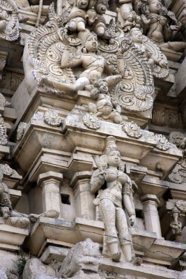 Beautiful sculptures at the Kamakshi Amman temple, Kanchipuram, India