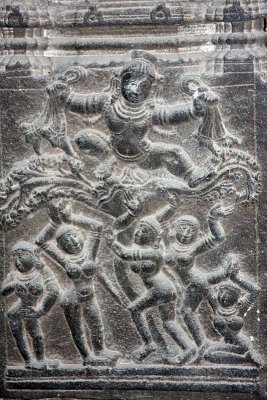 Naughty Krishna teases the girls, Varadaraja Perumal Temple, Kanchipuram, India