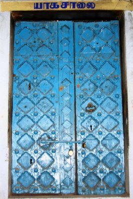 Blue door, Ekambareswara Temple, Kanchipuram, India