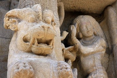 Kailasnatha temple - Yalli carving, Kanchipuram, India