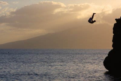 Show off cliff diver, Maui, Hawaii, USA