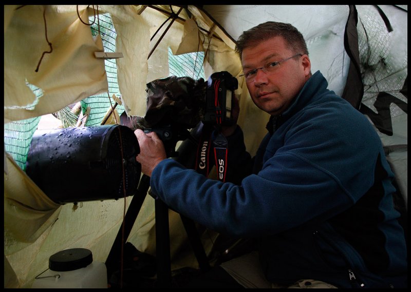 Myself inside the vulture hide - nice and cosey....